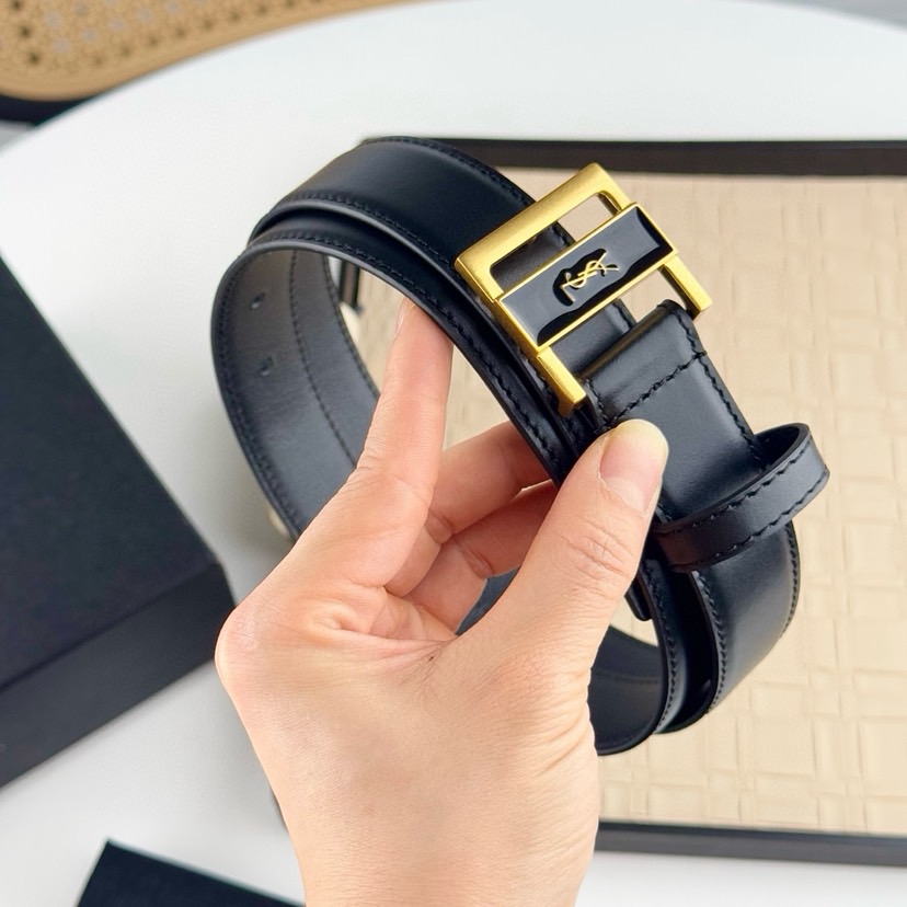 YSL Belts For Women Designer Belt Womens Formal Smooth Buckle Woman Narrow Genuine Leather Golden Bronze Cowhide Design Thin Optional High Quality