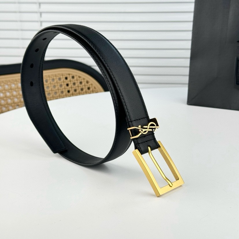 YSL Belts For Women Designer Belt Womens Formal Smooth Buckle Woman Narrow Genuine Leather Golden Bronze Cowhide Design Thin Optional High Quality