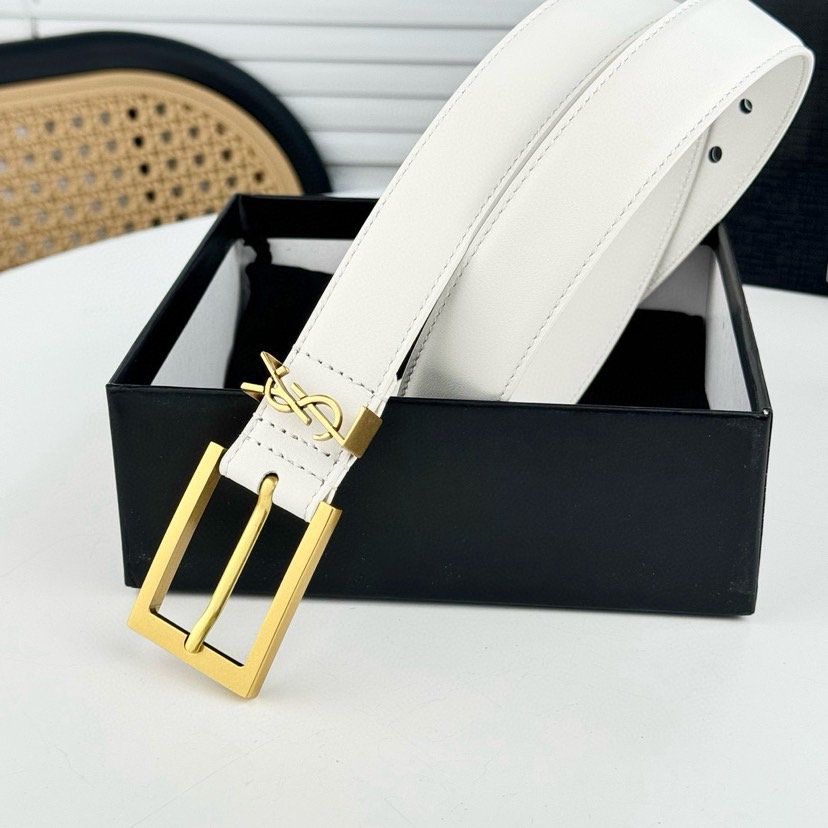 YSL Belts For Women Designer Belt Womens Formal Smooth Buckle Woman Narrow Genuine Leather Golden Bronze Cowhide Design Thin Optional High Quality