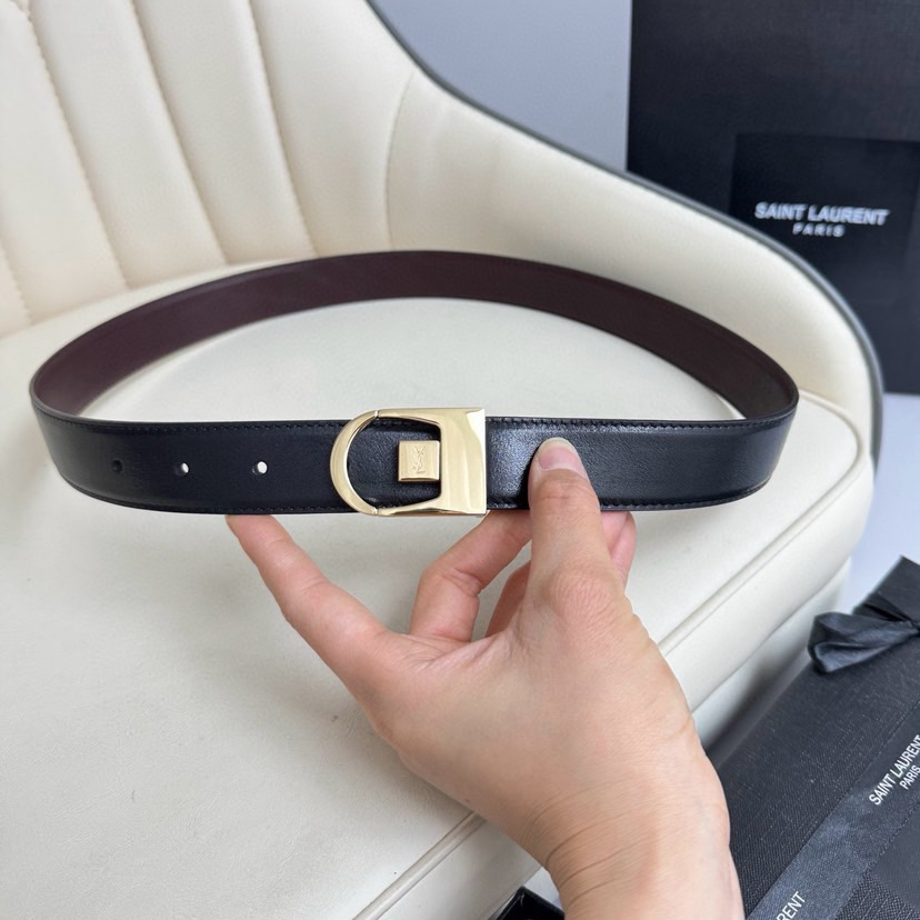 YSL Belts For Women Designer Belt Womens Formal Smooth Buckle Woman Narrow Genuine Leather Golden Bronze Cowhide Design Thin Optional High Quality