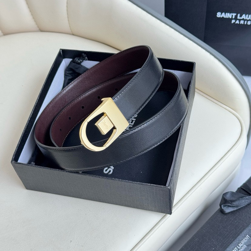 YSL Belts For Women Designer Belt Womens Formal Smooth Buckle Woman Narrow Genuine Leather Golden Bronze Cowhide Design Thin Optional High Quality