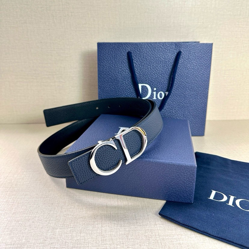 Dior Double-Sided Waistband Is Meticulously Crafted From Grain Leather On Both Sides With One Side In Black And The Other Side Available In Multiple Colors It Can Be Paired With Various 35mm Stainless Steel Belt Buckles For
