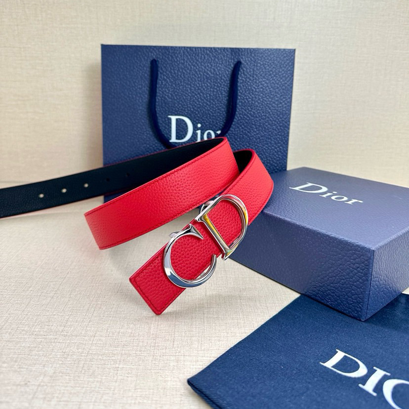 Dior Double-Sided Waistband Is Meticulously Crafted From Grain Leather On Both Sides With One Side In Black And The Other Side Available In Multiple Colors It Can Be Paired With Various 35mm Stainless Steel Belt Buckles For