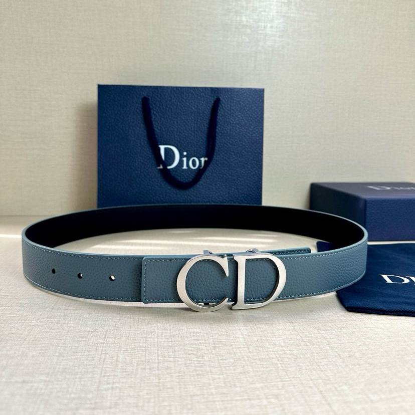 Dior Double-Sided Waistband Is Meticulously Crafted From Grain Leather On Both Sides With One Side In Black And The Other Side Available In Multiple Colors It Can Be Paired With Various 35mm Stainless Steel Belt Buckles For