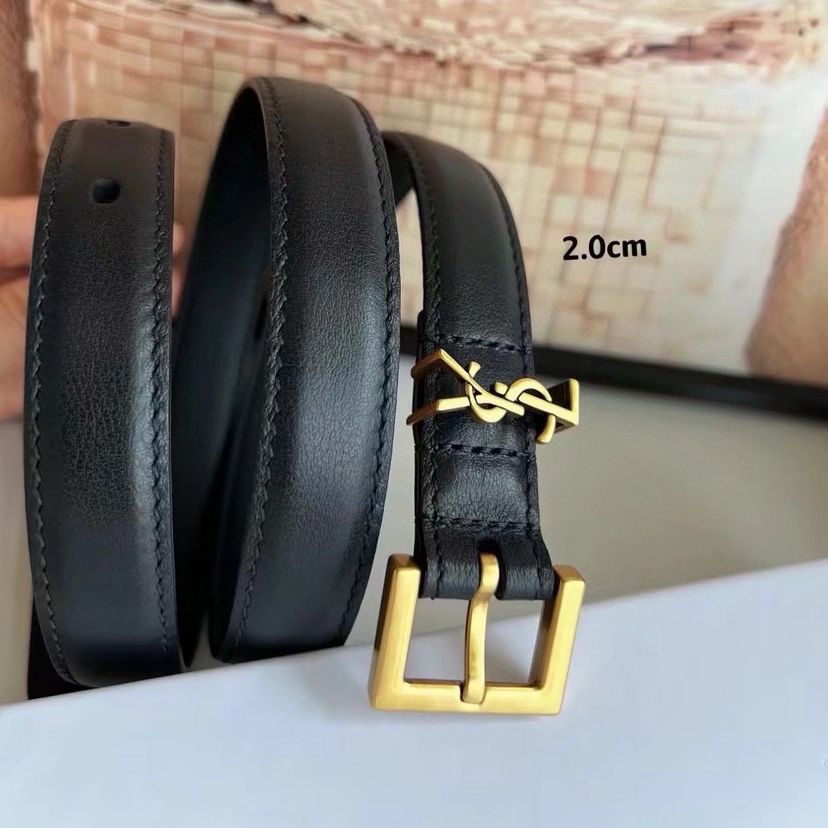 YSL Belts For Women Designer Belt Womens Formal Smooth Buckle Woman Narrow Genuine Leather Golden Bronze Cowhide Design Thin Optional High Quality