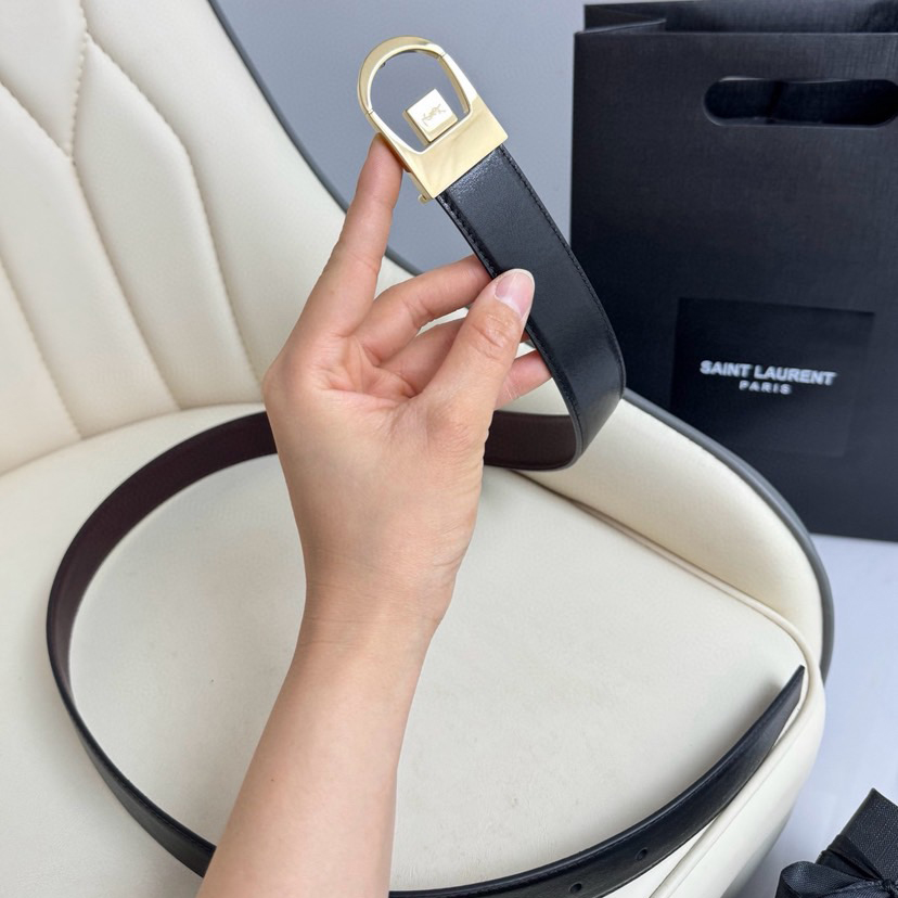 YSL Belts For Women Designer Belt Womens Formal Smooth Buckle Woman Narrow Genuine Leather Golden Bronze Cowhide Design Thin Optional High Quality