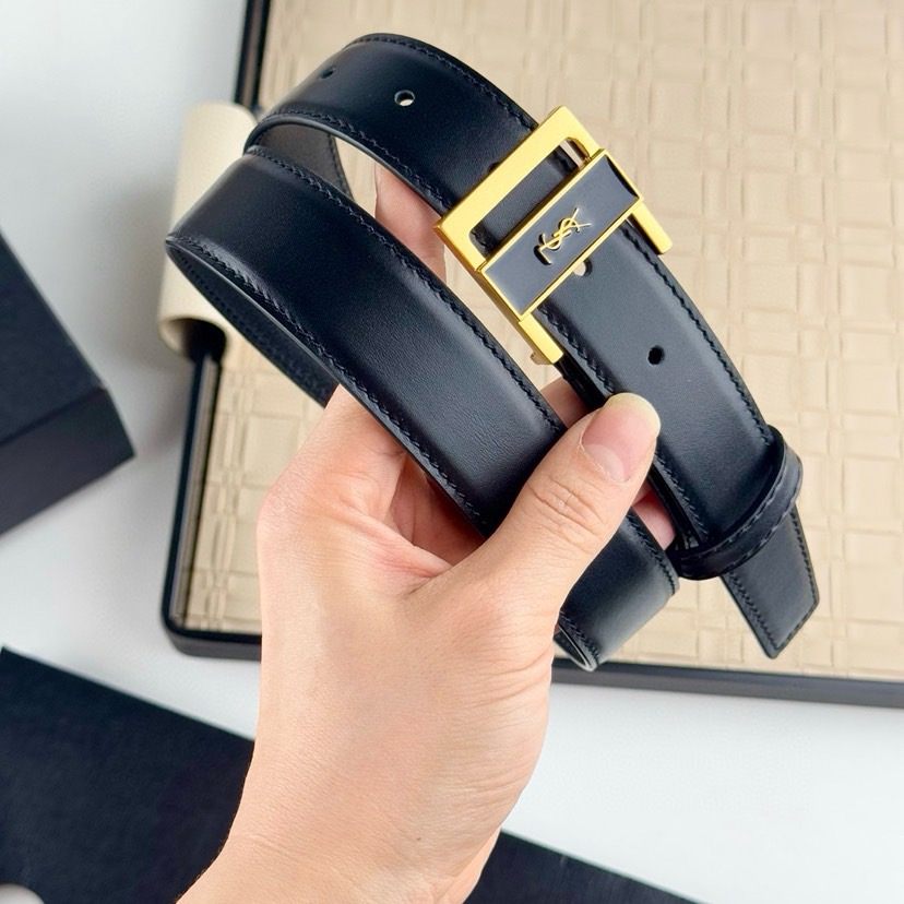 YSL Belts For Women Designer Belt Womens Formal Smooth Buckle Woman Narrow Genuine Leather Golden Bronze Cowhide Design Thin Optional High Quality