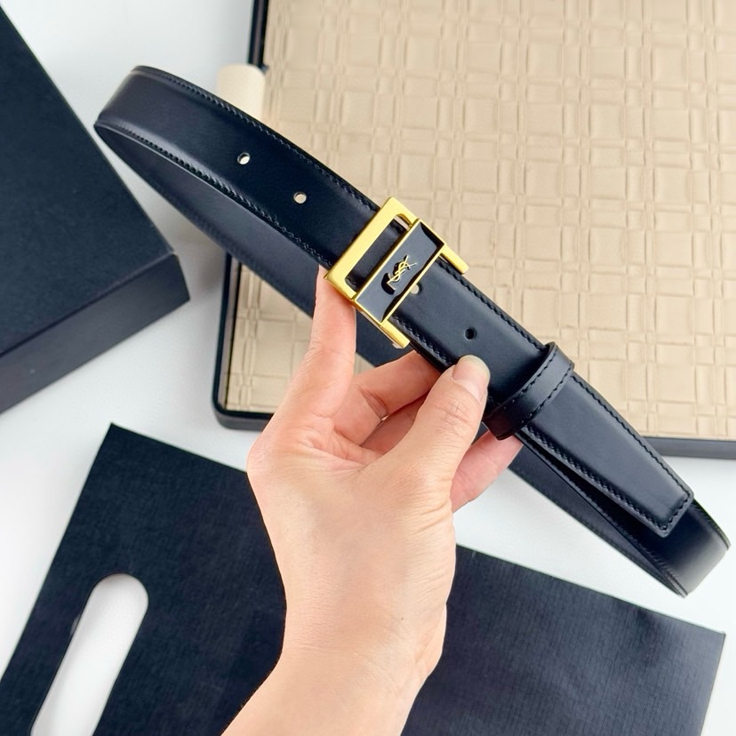 YSL Belts For Women Designer Belt Womens Formal Smooth Buckle Woman Narrow Genuine Leather Golden Bronze Cowhide Design Thin Optional High Quality