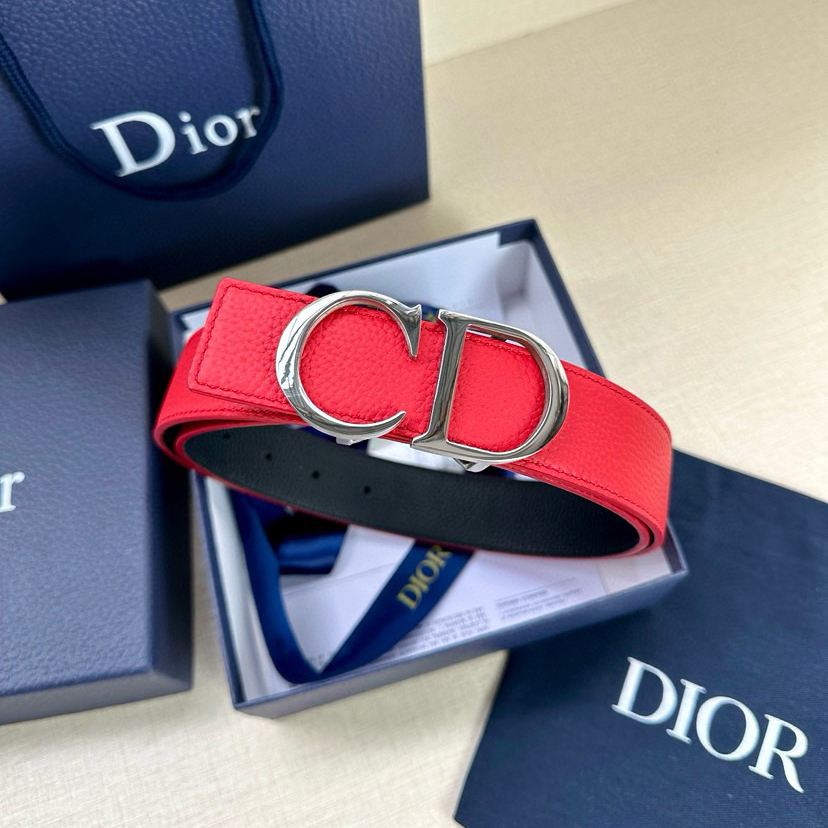 Dior Double-Sided Waistband Is Meticulously Crafted From Grain Leather On Both Sides With One Side In Black And The Other Side Available In Multiple Colors It Can Be Paired With Various 35mm Stainless Steel Belt Buckles For