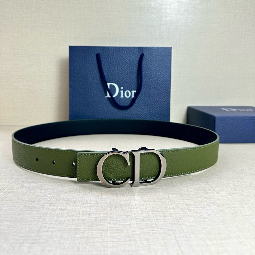 Dior Double-Sided Waistband Is Meticulously Crafted From Grain Leather On Both Sides With One Side In Black And The Other Side Available In Multiple Colors It Can Be Paired With Various 35mm Stainless Steel Belt Buckles For
