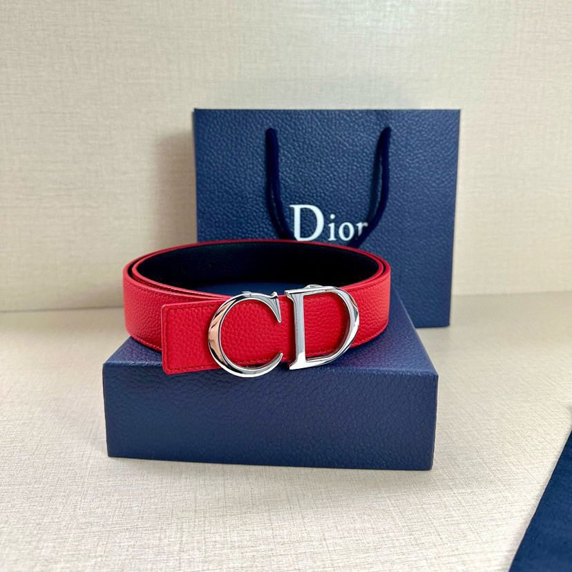 Dior Double-Sided Waistband Is Meticulously Crafted From Grain Leather On Both Sides With One Side In Black And The Other Side Available In Multiple Colors It Can Be Paired With Various 35mm Stainless Steel Belt Buckles For