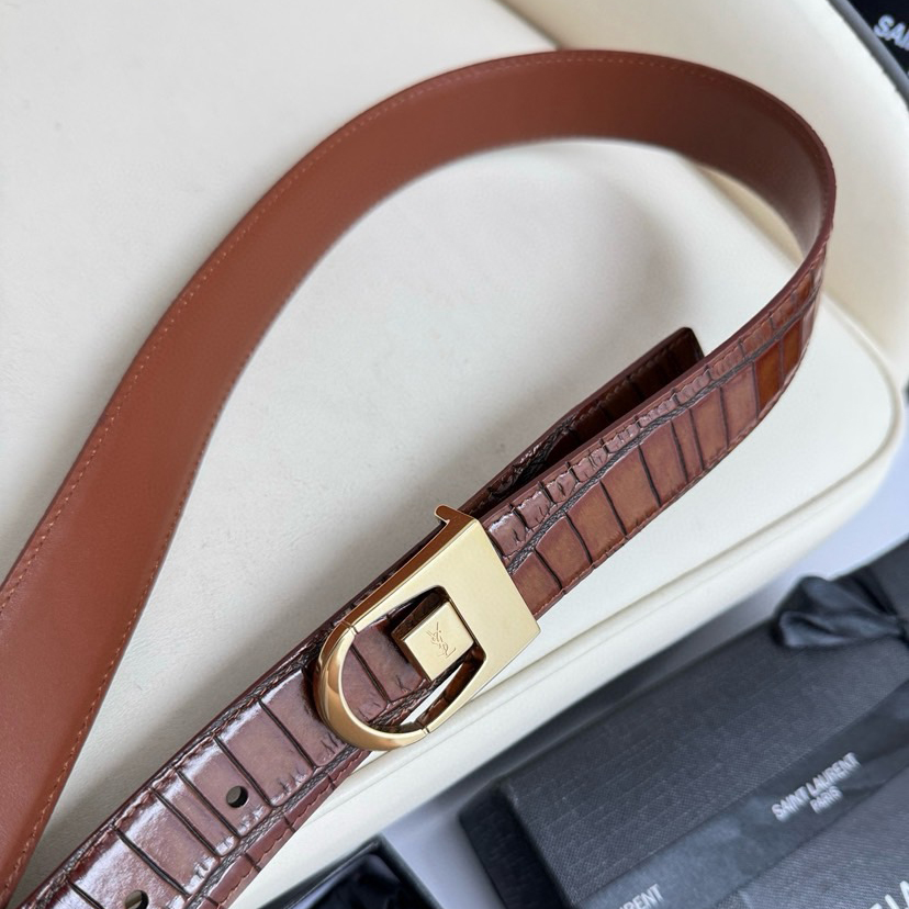 YSL Belts For Women Designer Belt Womens Formal Smooth Buckle Woman Narrow Genuine Leather Golden Bronze Cowhide Design Thin Optional High Quality