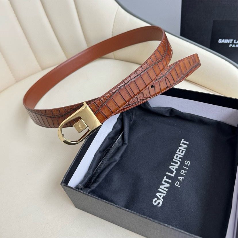 YSL Belts For Women Designer Belt Womens Formal Smooth Buckle Woman Narrow Genuine Leather Golden Bronze Cowhide Design Thin Optional High Quality