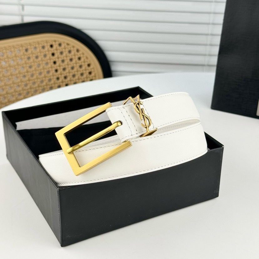 YSL Belts For Women Designer Belt Womens Formal Smooth Buckle Woman Narrow Genuine Leather Golden Bronze Cowhide Design Thin Optional High Quality