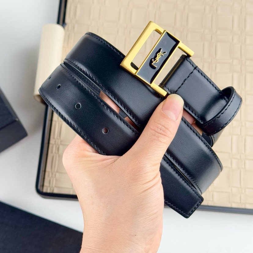 YSL Belts For Women Designer Belt Womens Formal Smooth Buckle Woman Narrow Genuine Leather Golden Bronze Cowhide Design Thin Optional High Quality