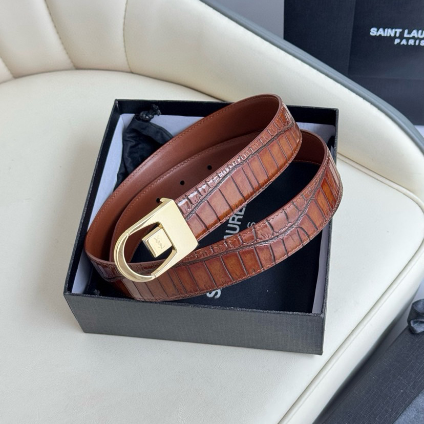 YSL Belts For Women Designer Belt Womens Formal Smooth Buckle Woman Narrow Genuine Leather Golden Bronze Cowhide Design Thin Optional High Quality