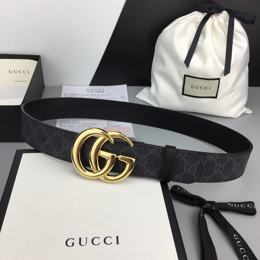 Gucci Classic Designer Women's Belt Men's Designer Casual Letter Smooth Buckle Double Sided Belt High Grade Artificial Canvas Detachable Material Paired With Black Leather Rolling Edge Paired With Double G Buckle 4cm Wide