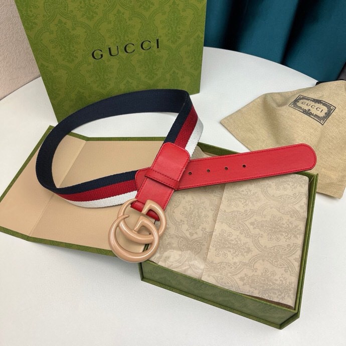 Gucci Designer Belt, Men's Belt Women's Brand Belt Luxury Belt Pure Cotton Belt Head Layer Cowhide Splicing Lining With Original Single Buckle Width 3.8cm