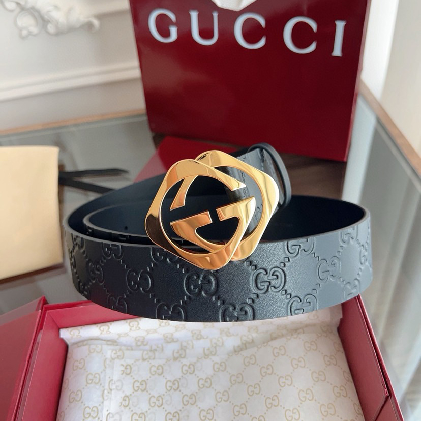 Gucci Leather It Has A Thick Touch With Clear And Distinct KnurlingPatterns It Is A Fashionable And Classic Men's Belt A Designer Belt A Casual And Smooth Buckle Belt For Both Women And Men With A Width Of 4.0 Cm And With Box