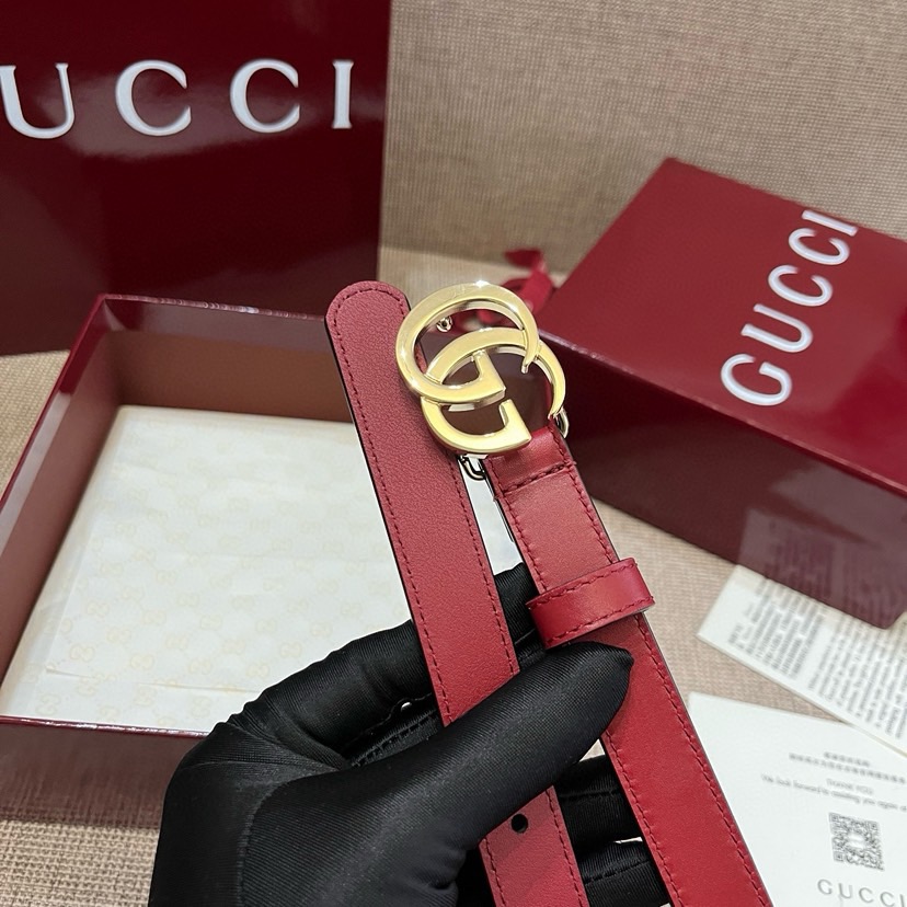 Gucci Women's Belt Classic Double G Buckle Design Adopts Italian Top Layer Cowhide Leather With Delicate Texture, Suitable For Any Occasion Perfectly Matched With Any Style Width 3cm