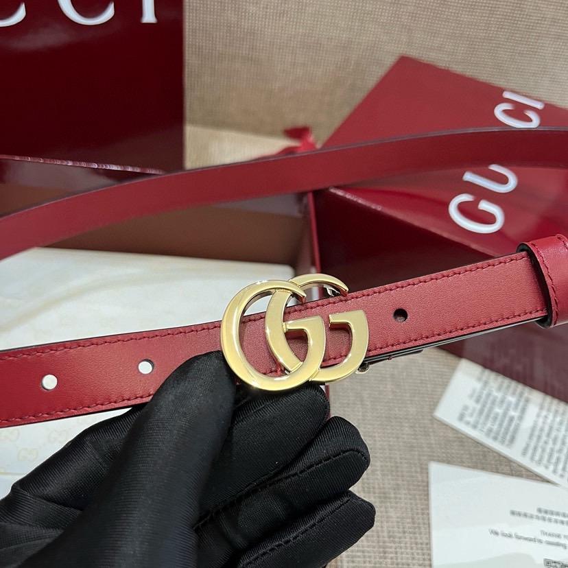 Gucci Women's Belt Classic Double G Buckle Design Adopts Italian Top Layer Cowhide Leather With Delicate Texture, Suitable For Any Occasion Perfectly Matched With Any Style Width 3cm