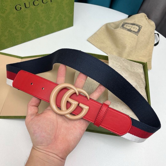 Gucci Designer Belt, Men's Belt Women's Brand Belt Luxury Belt Pure Cotton Belt Head Layer Cowhide Splicing Lining With Original Single Buckle Width 3.8cm