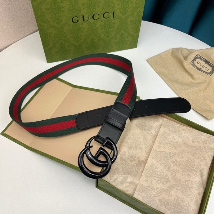 Gucci Designer Belt, Men's Belt Women's Brand Belt Luxury Belt Pure Cotton Belt Head Layer Cowhide Splicing Lining With Original Single Buckle Width 3.8cm