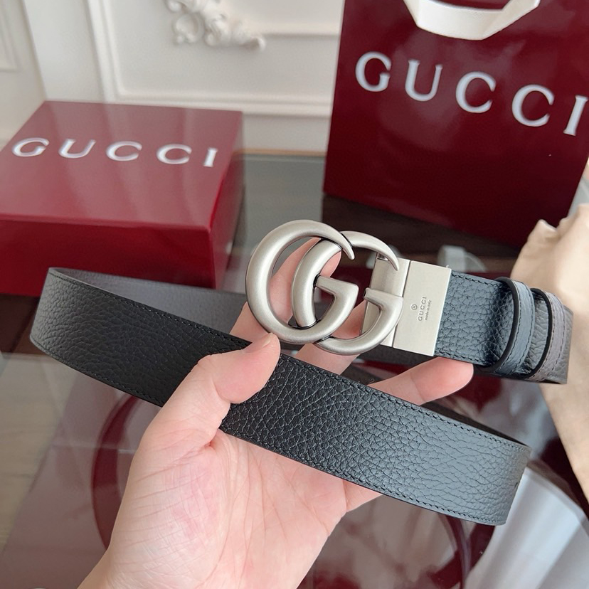 Gucci Classic Designer Belt Belts For Women Man Designer Casual Letter Smooth Buckle Belt Double-Sided Lychee Patterned Cowhide Width 3.7cm Retro Gg Rotating Buckle Double-Sided Available