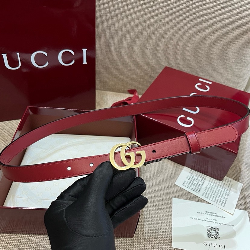 Gucci Women's Belt Classic Double G Buckle Design Adopts Italian Top Layer Cowhide Leather With Delicate Texture, Suitable For Any Occasion Perfectly Matched With Any Style Width 3cm