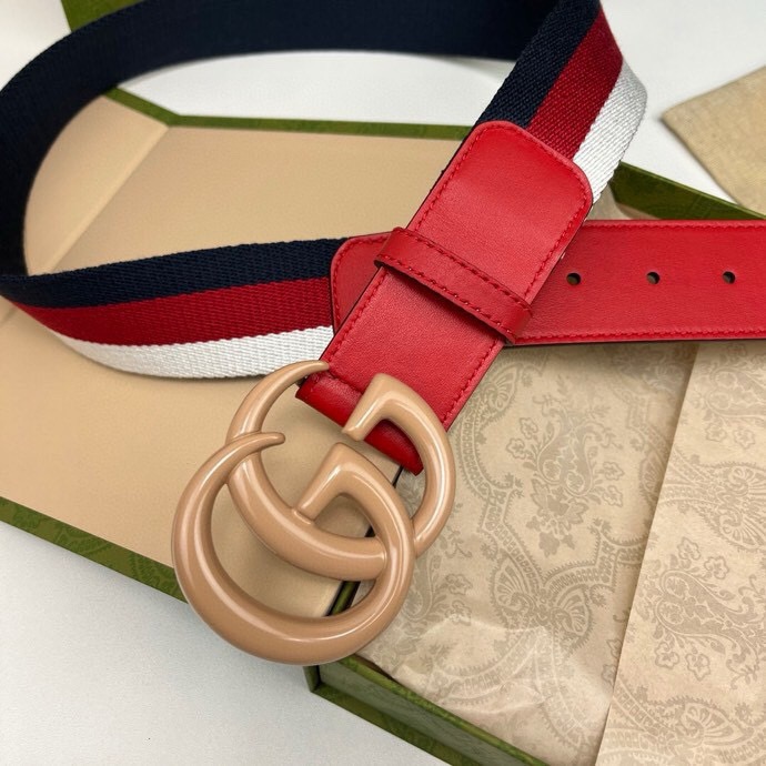 Gucci Designer Belt, Men's Belt Women's Brand Belt Luxury Belt Pure Cotton Belt Head Layer Cowhide Splicing Lining With Original Single Buckle Width 3.8cm