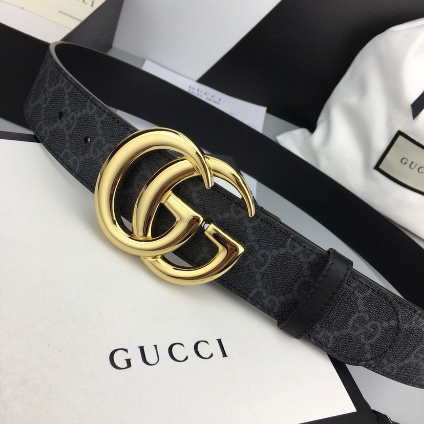 Gucci Classic Designer Women's Belt Men's Designer Casual Letter Smooth Buckle Double Sided Belt High Grade Artificial Canvas Detachable Material Paired With Black Leather Rolling Edge Paired With Double G Buckle 4cm Wide