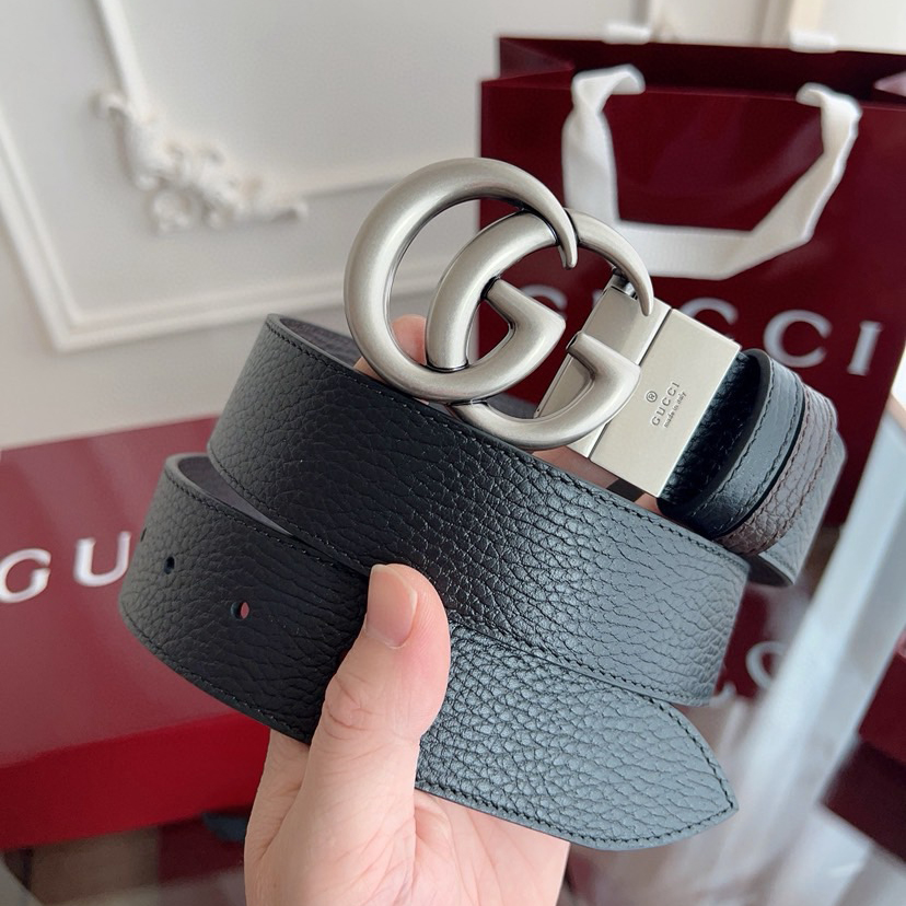 Gucci Classic Designer Belt Belts For Women Man Designer Casual Letter Smooth Buckle Belt Double-Sided Lychee Patterned Cowhide Width 3.7cm Retro Gg Rotating Buckle Double-Sided Available