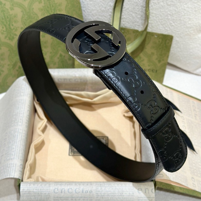 Gucci Leather It Has A Thick Touch With Clear And Distinct KnurlingPatterns It Is A Fashionable And Classic Men's Belt A Designer Belt A Casual And Smooth Buckle Belt For Both Women And Men With A Width Of 4.0 Cm And With Box