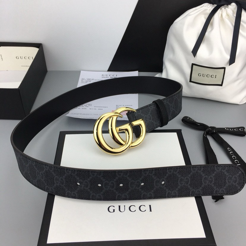 Gucci Classic Designer Women's Belt Men's Designer Casual Letter Smooth Buckle Double Sided Belt High Grade Artificial Canvas Detachable Material Paired With Black Leather Rolling Edge Paired With Double G Buckle 4cm Wide