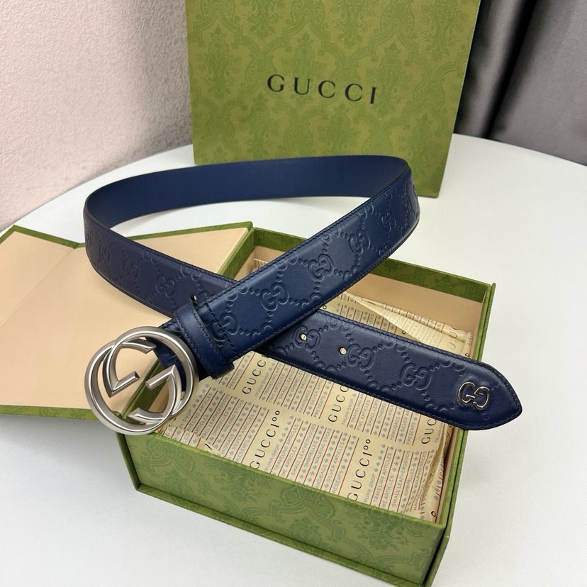 Gucci Leather It Has A Thick Touch With Clear And Distinct KnurlingPatterns It Is A Fashionable And Classic Men's Belt A Designer Belt A Casual And Smooth Buckle Belt For Both Women And Men With A Width Of 4.0 Cm And With Box