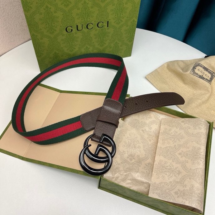 Gucci Designer Belt, Men's Belt Women's Brand Belt Luxury Belt Pure Cotton Belt Head Layer Cowhide Splicing Lining With Original Single Buckle Width 3.8cm