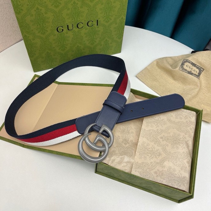 Gucci Designer Belt, Men's Belt Women's Brand Belt Luxury Belt Pure Cotton Belt Head Layer Cowhide Splicing Lining With Original Single Buckle Width 3.8cm