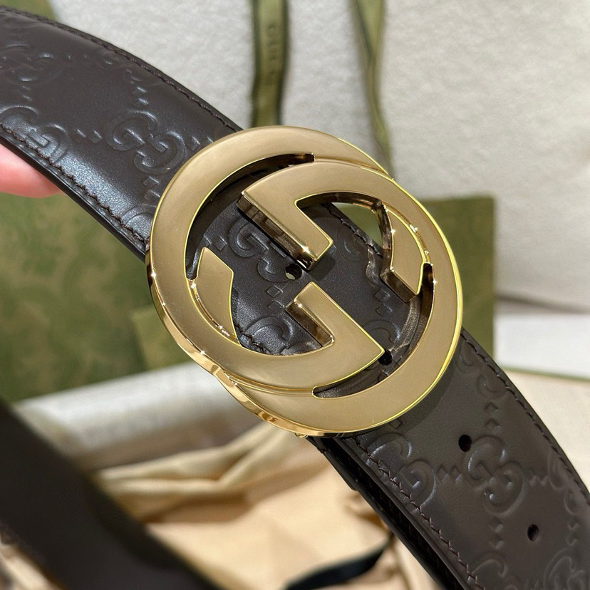 Gucci Leather It Has A Thick Touch With Clear And Distinct KnurlingPatterns It Is A Fashionable And Classic Men's Belt A Designer Belt A Casual And Smooth Buckle Belt For Both Women And Men With A Width Of 4.0 Cm And With Box