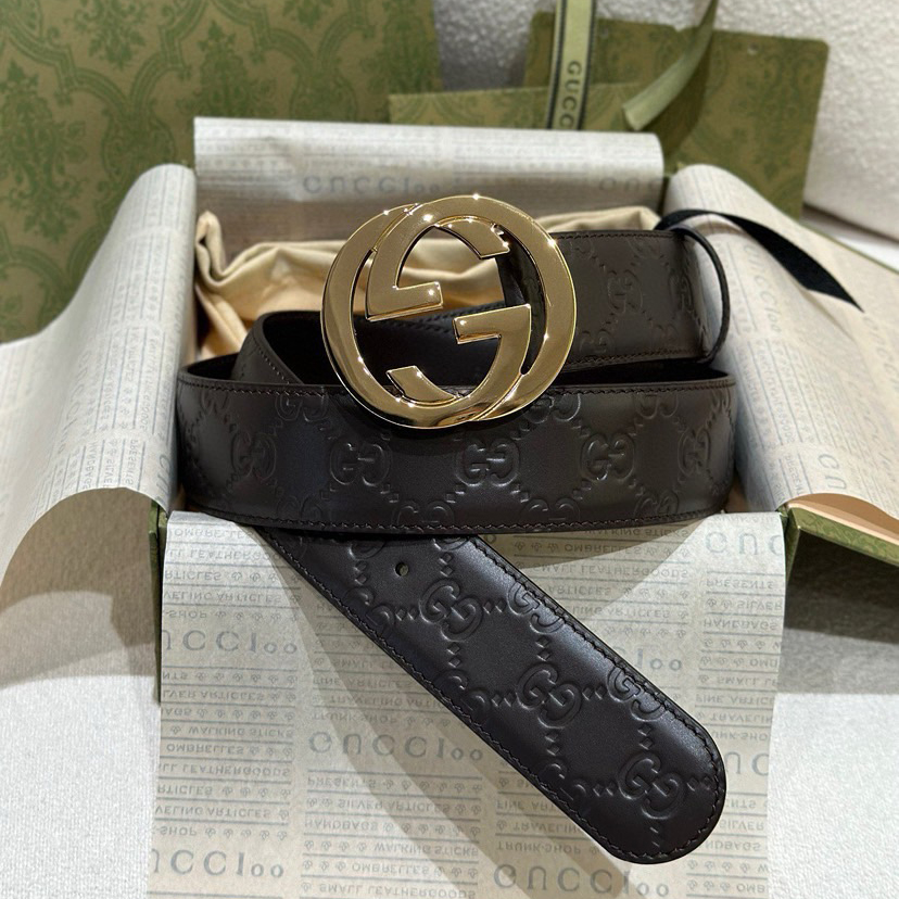 Gucci Leather It Has A Thick Touch With Clear And Distinct KnurlingPatterns It Is A Fashionable And Classic Men's Belt A Designer Belt A Casual And Smooth Buckle Belt For Both Women And Men With A Width Of 4.0 Cm And With Box