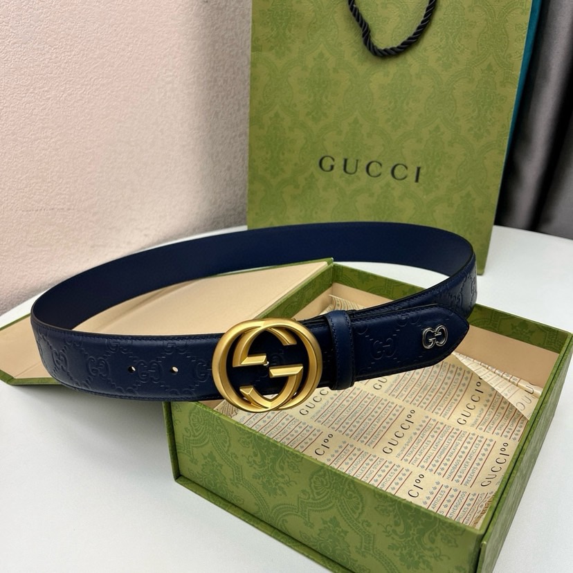 Gucci Leather It Has A Thick Touch With Clear And Distinct KnurlingPatterns It Is A Fashionable And Classic Men's Belt A Designer Belt A Casual And Smooth Buckle Belt For Both Women And Men With A Width Of 4.0 Cm And With Box