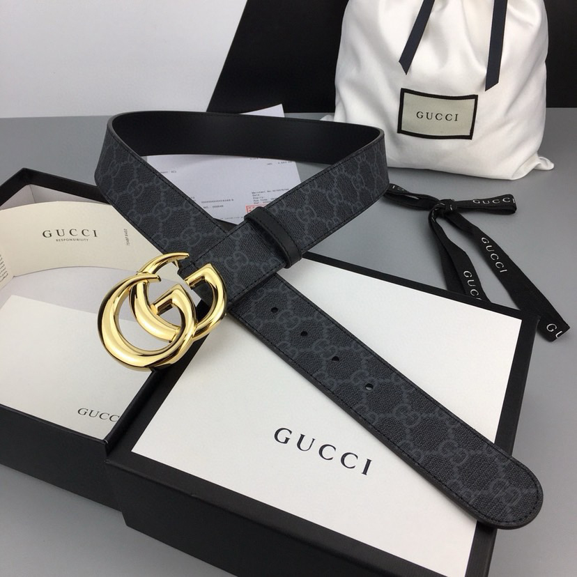 Gucci Classic Designer Women's Belt Men's Designer Casual Letter Smooth Buckle Double Sided Belt High Grade Artificial Canvas Detachable Material Paired With Black Leather Rolling Edge Paired With Double G Buckle 4cm Wide