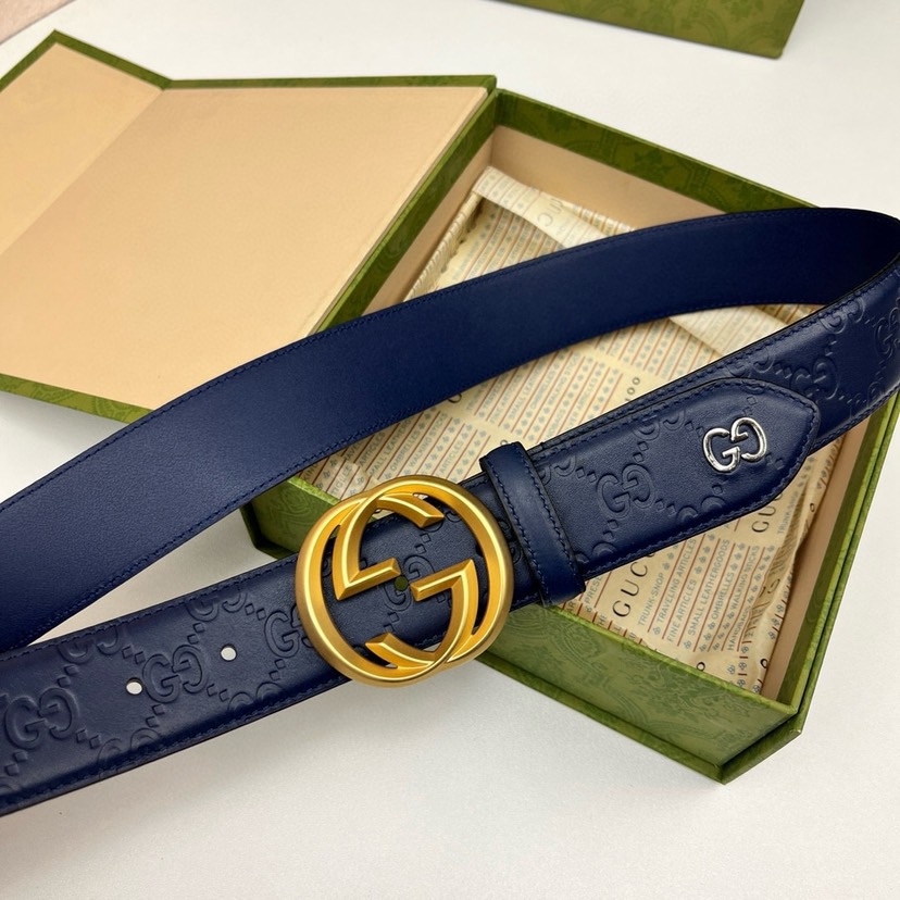 Gucci Leather It Has A Thick Touch With Clear And Distinct KnurlingPatterns It Is A Fashionable And Classic Men's Belt A Designer Belt A Casual And Smooth Buckle Belt For Both Women And Men With A Width Of 4.0 Cm And With Box