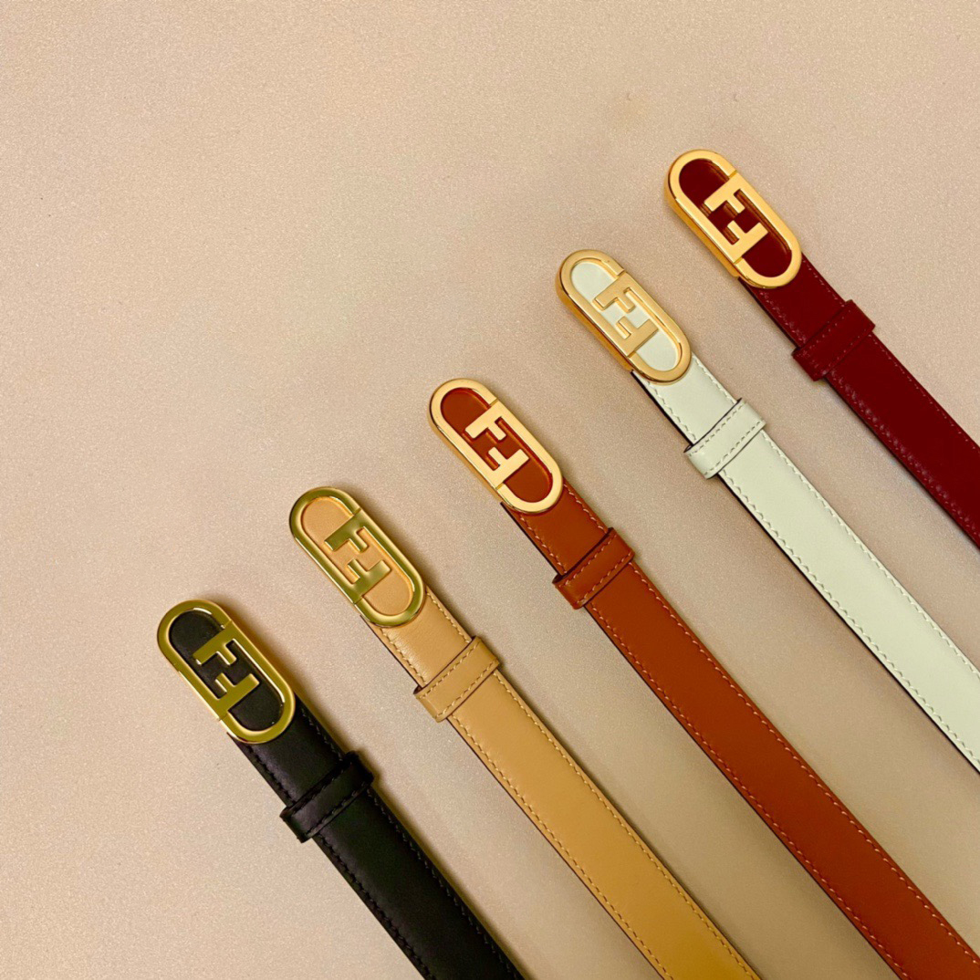 FENDI Belts For Women Designer Belt Womens Formal Smooth Buckle Woman Narrow Genuine Leather Golden Bronze Cowhide Design Thin Optional High Quality