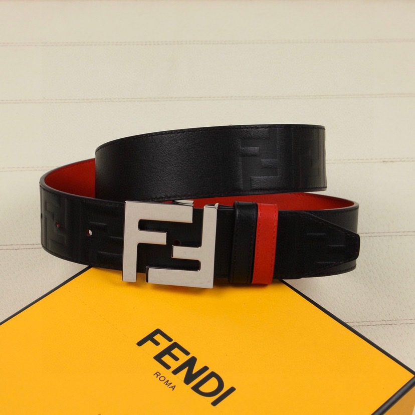 FENDI Men's Double Sided Belt Is Made Of Double-Sided Cowhide With Classic F-Buttons Trendy Casual And Versatile With A Width Of 3.8cm