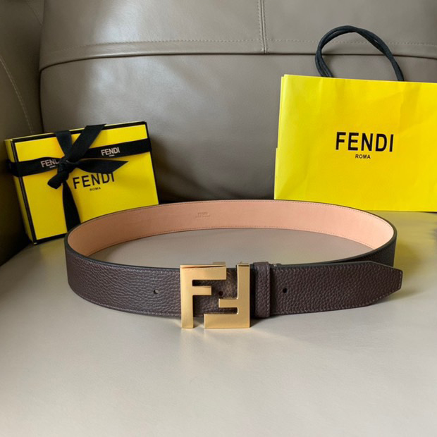 FENDI Men's Fashionable Casual Belt Made Of Cowhide Material With A Width Of 4.0cm And An Iconic Fe Buckle Casual And Versatile Low-Key And Luxurious