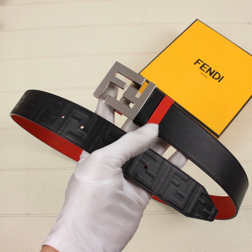 FENDI Men's Double Sided Belt Is Made Of Double-Sided Cowhide With Classic F-Buttons Trendy Casual And Versatile With A Width Of 3.8cm