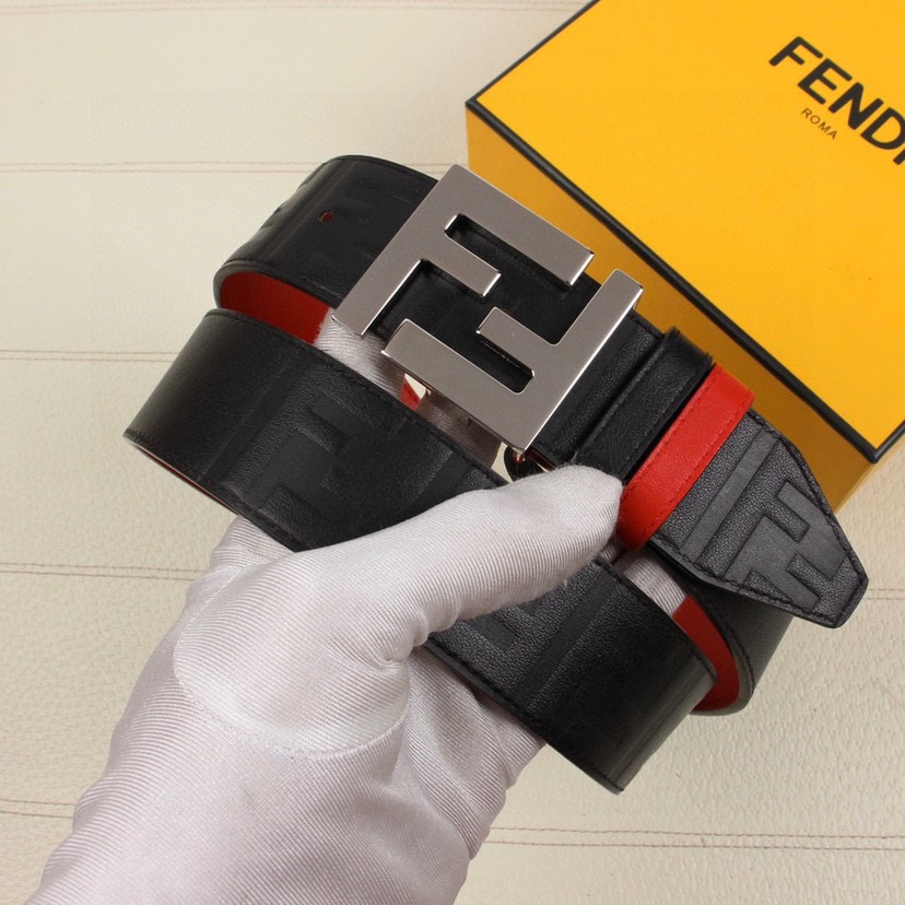 FENDI Men's Double Sided Belt Is Made Of Double-Sided Cowhide With Classic F-Buttons Trendy Casual And Versatile With A Width Of 3.8cm