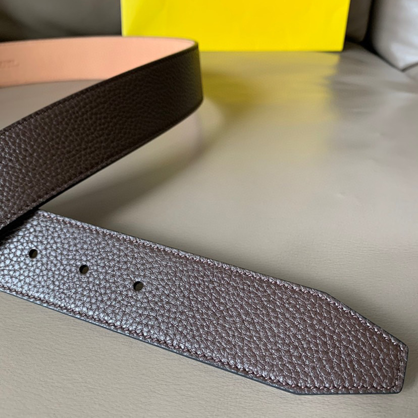 FENDI Men's Fashionable Casual Belt Made Of Cowhide Material With A Width Of 4.0cm And An Iconic Fe Buckle Casual And Versatile Low-Key And Luxurious