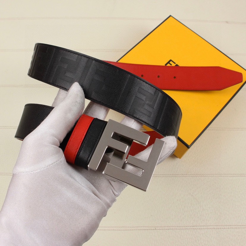 FENDI Men's Double Sided Belt Is Made Of Double-Sided Cowhide With Classic F-Buttons Trendy Casual And Versatile With A Width Of 3.8cm