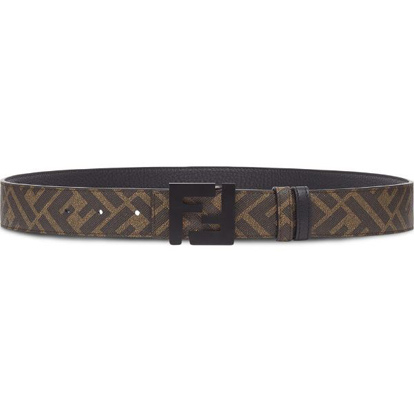 FENDI Men's Casual Front And Back Double-Sided Belt With Width Of 4.0cm Ff Pattern Imported C Material Reverse Head Layer Grain Leather Ff Enamel Nail Buckle Fashionable Casual Personality